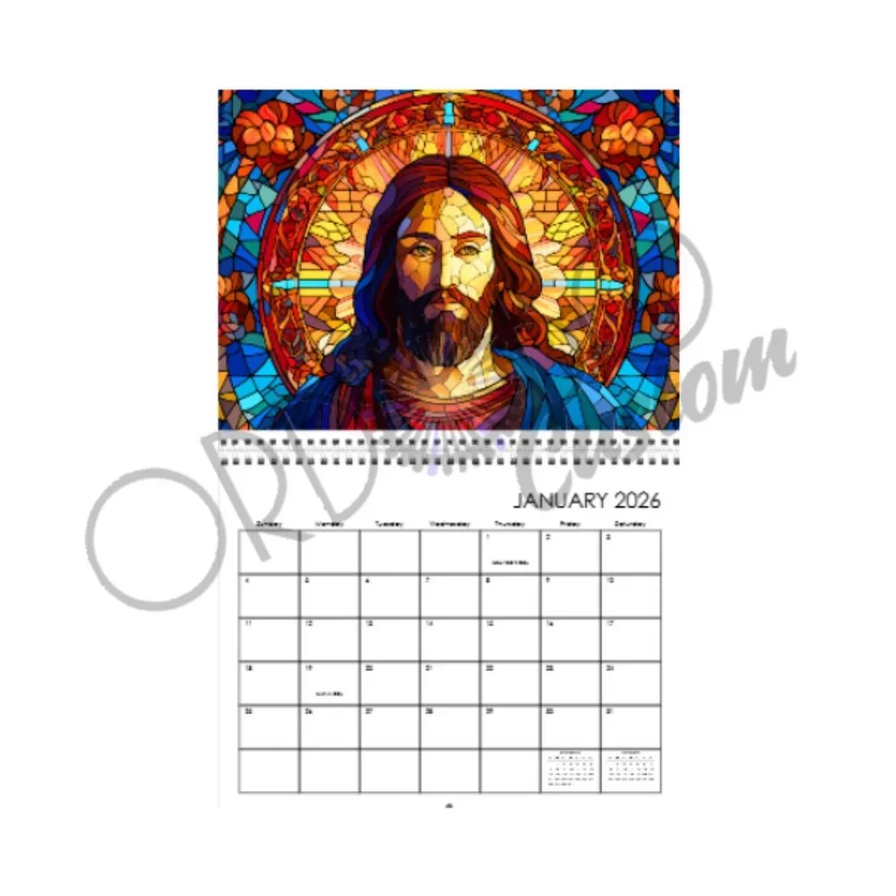 2026 Custom Christian Stain Glass Wall Calendar